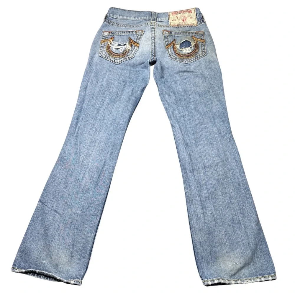 True Religion Jeans Bobby Big T‎ 31x33 Distressed Rips USA Made Denim Bootcut